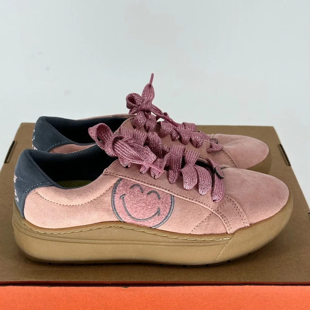 Dr. Scholl's Smiley World Time Off Platfrom Pink Shoe Sneakers Limited Edition 7